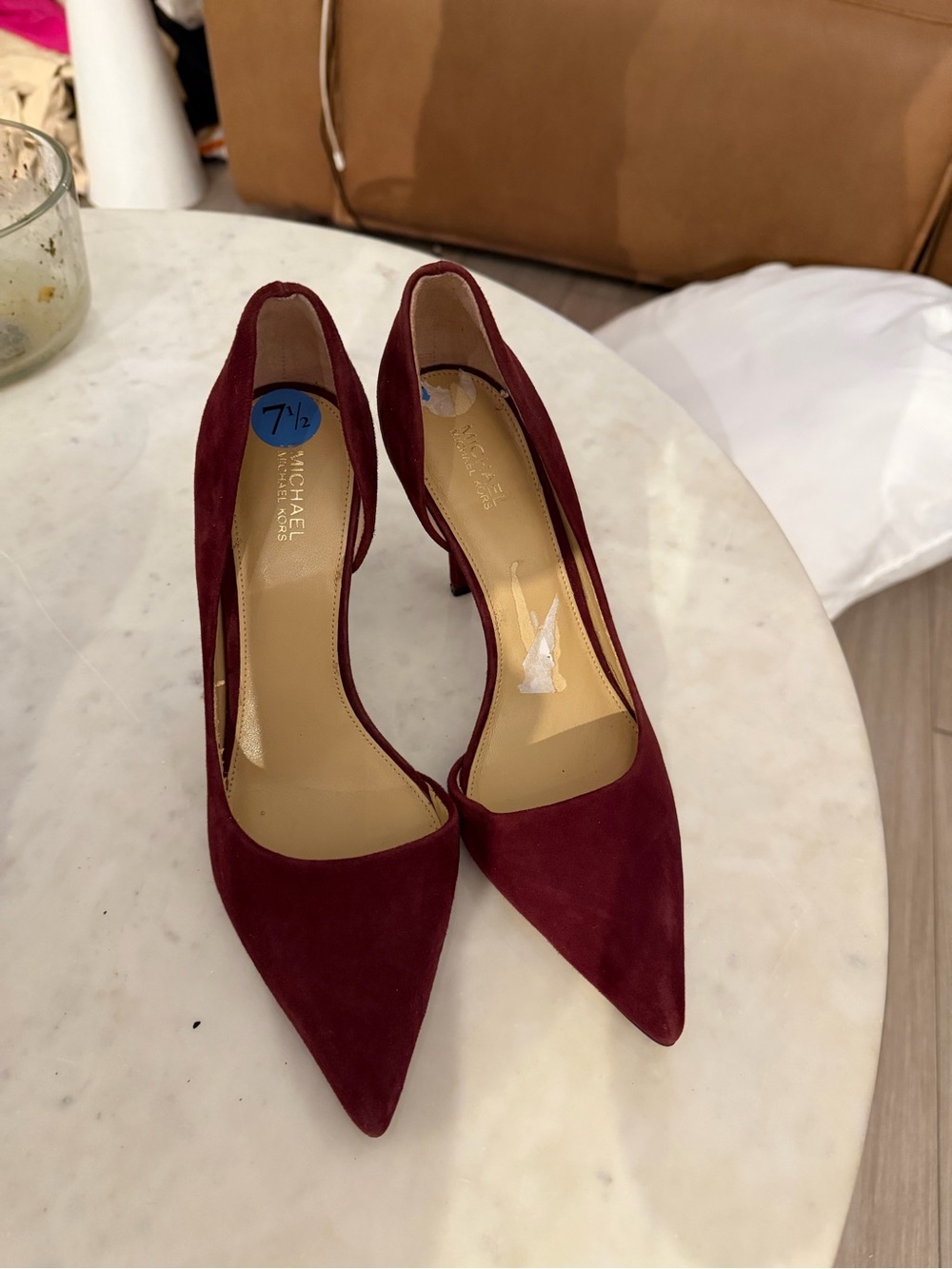 Michael Michael Kors Wine Suede Pointed-Toe Pumps
